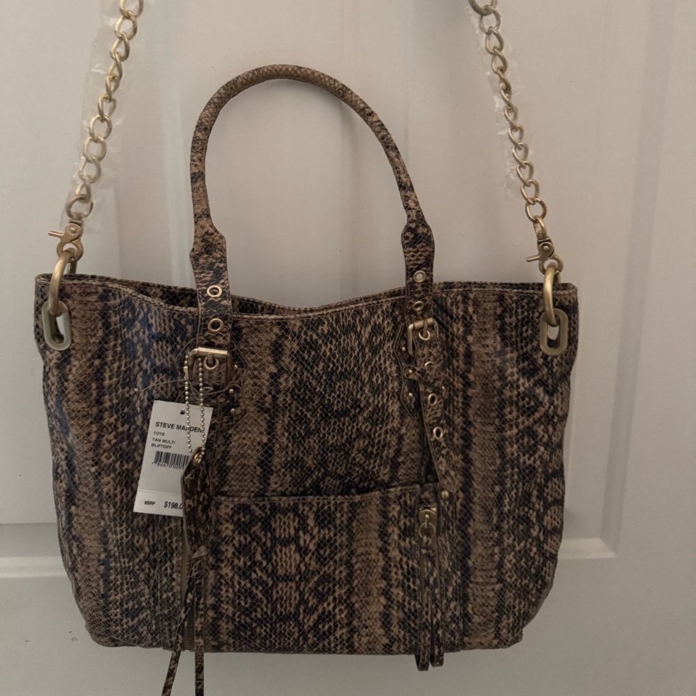 Steve Madden Leather Snake Print Tote